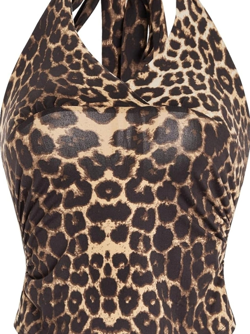 Leopard Print Halter Top - Brown & Black